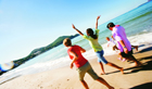 happy people at the beach